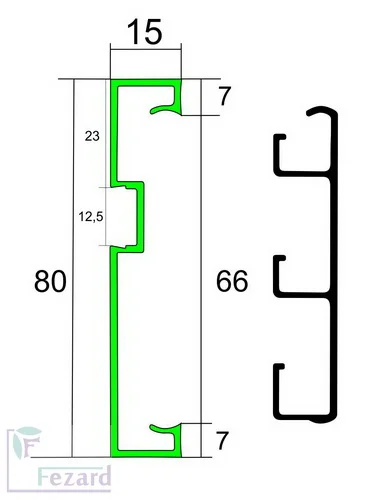 Алюминиевый плинтус Fezard Кабельный ALP-G80-LF Алюминий 80*15*2500 мм в Челябинске