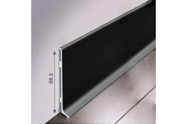 Алюминиевый плинтус Bonkeel ПЛ60 515л Черный (58,5х11,2х2500мм) в Челябинске