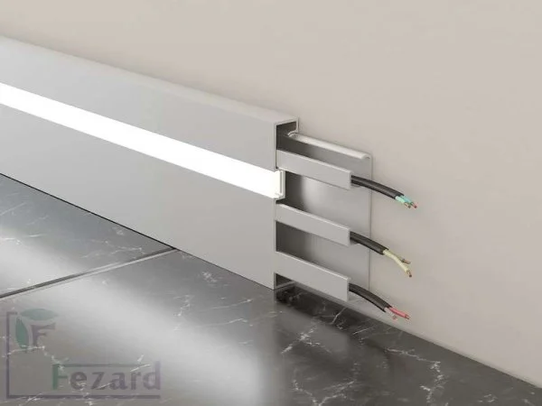 Алюминиевый плинтус Fezard Кабельный ALP-G80-LF Алюминий 80*15*2500 мм в Челябинске